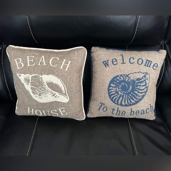 Beach Themed Mini Pillows Beach House Seashell Boat Lake Life Mermaid Water - Picture 1 of 2